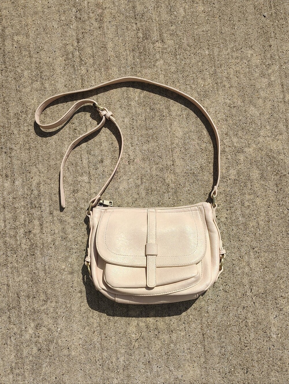 Anthropologie Delancey Crossbody Bag Vegan Leather Soft Blush Pink Purse Classic